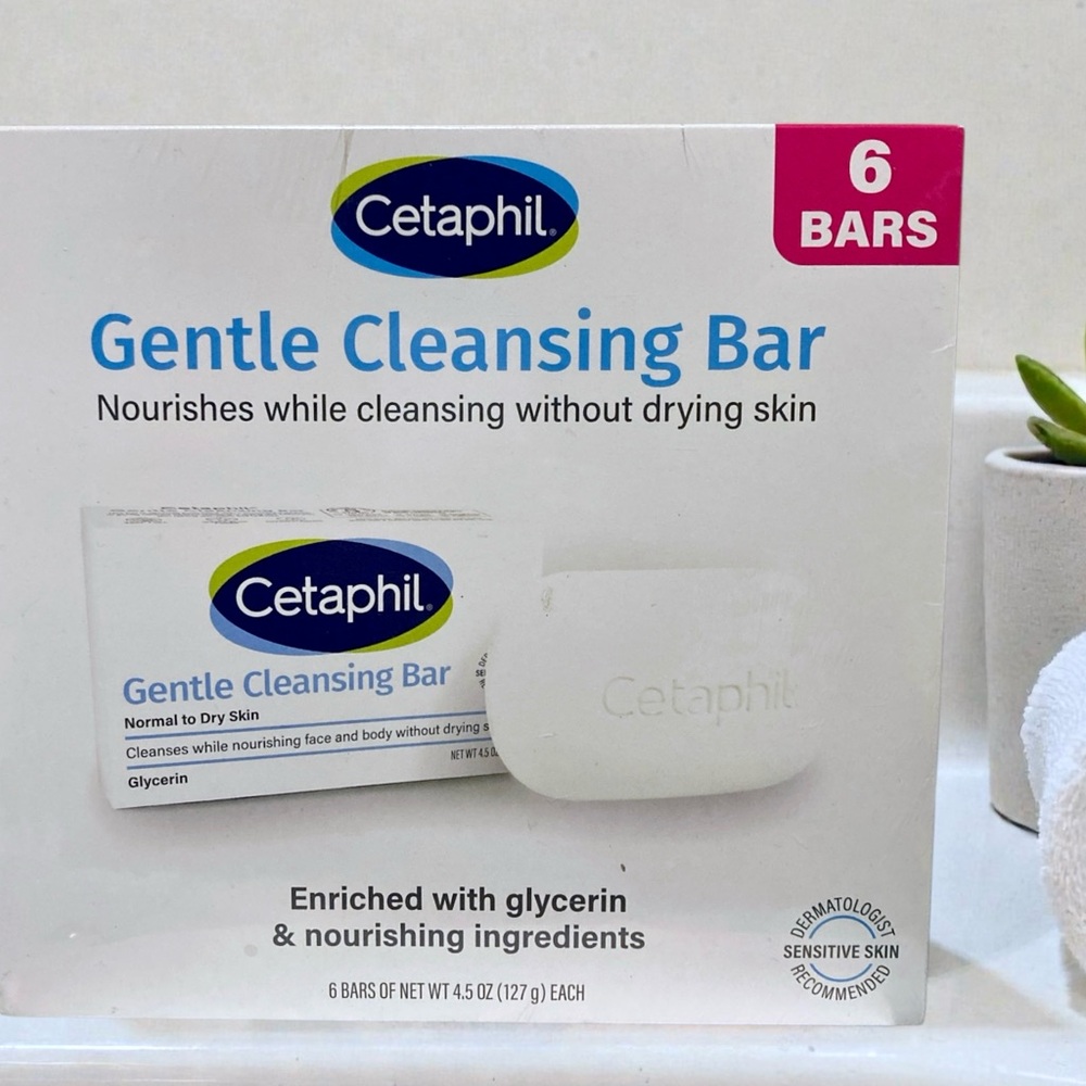 Cetaphil 6 Bars Gentle Cleansing Normal-Dry/Sensitive Skin Face Body Soap